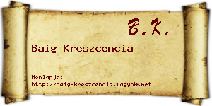 Baig Kreszcencia névjegykártya
